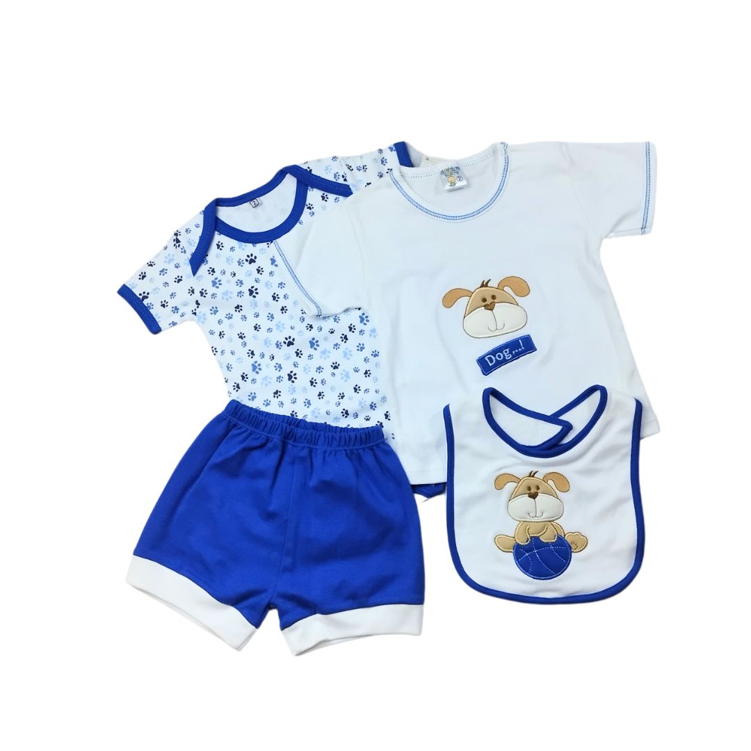 Conjunto verano bebé niño dog azúl