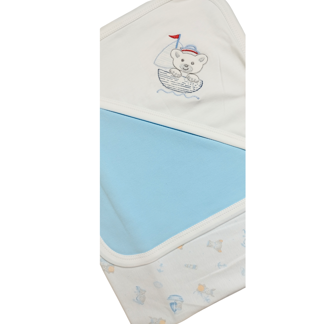 Manta de bebé con capucha sailor bear