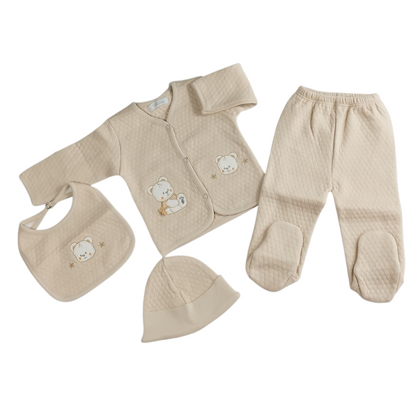Ajuar de bebé jacquard niño café claro
