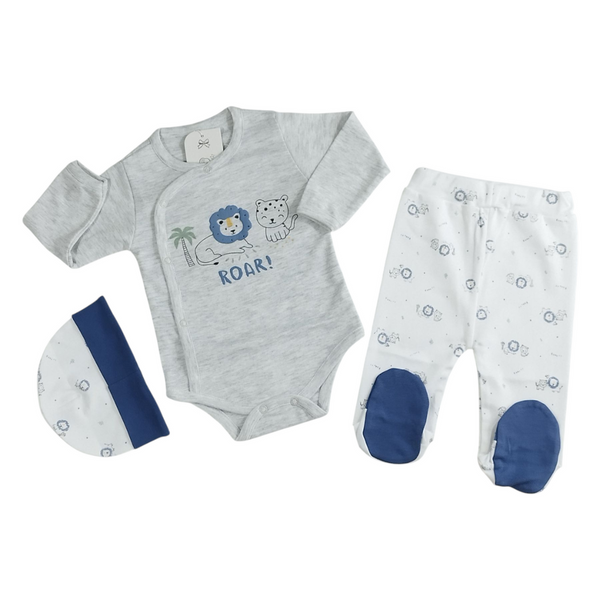 Conjunto bebé roar melange / Algodón Pima
