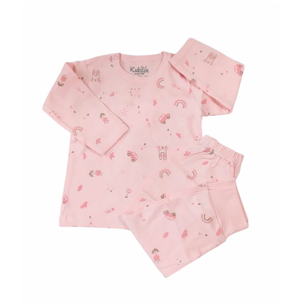 Pijama bebé niña estampado arco iris rosa