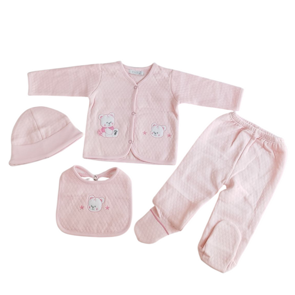 Ajuar de bebé jacquard niña rosado